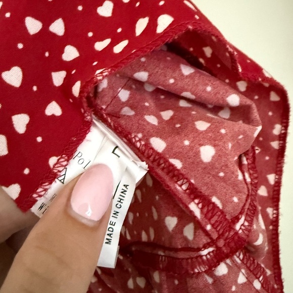 SHEIN Burgundy Heart Pattern Blouse - Picture 4 of 6